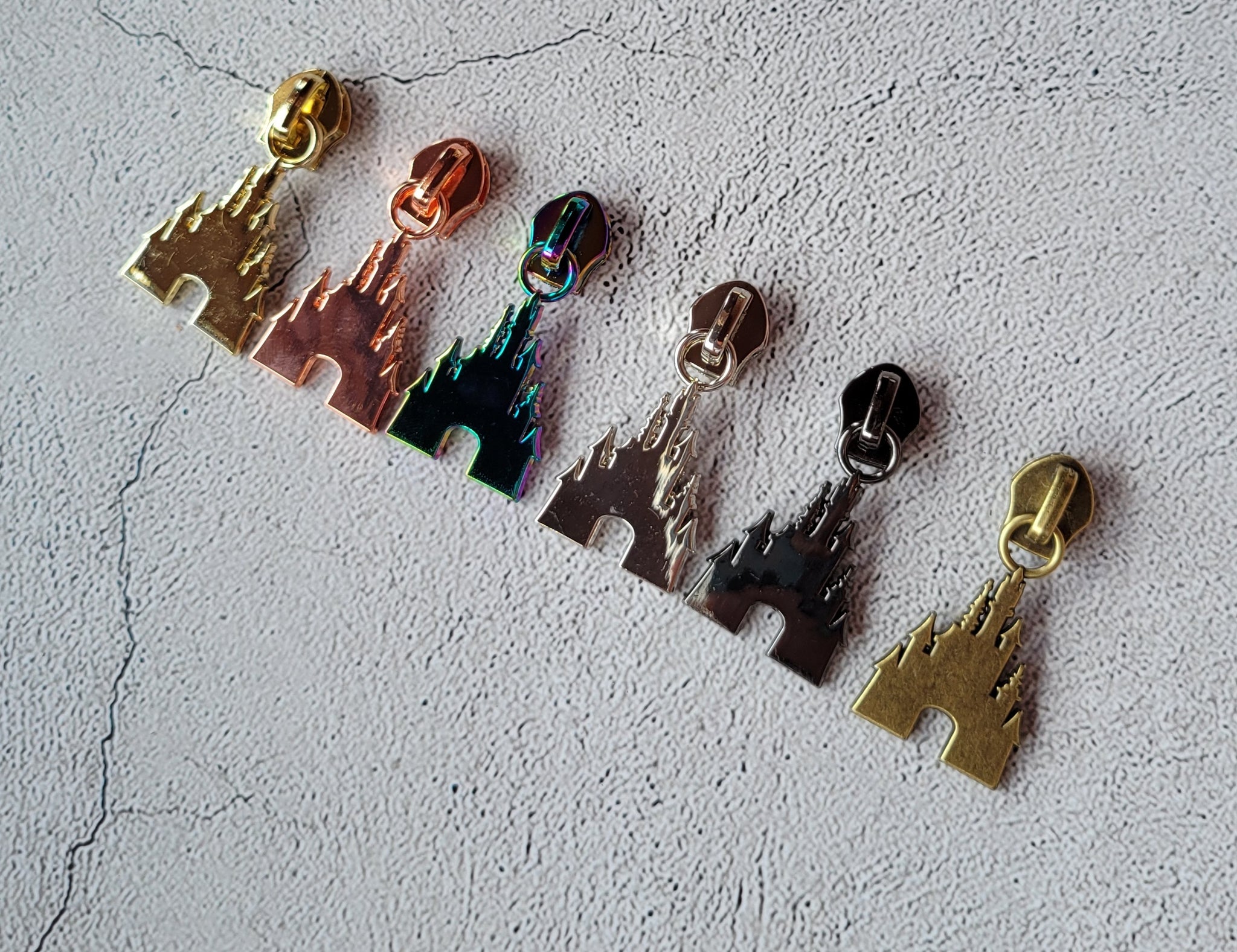 Castle #5 zipper pulls - Set of 5