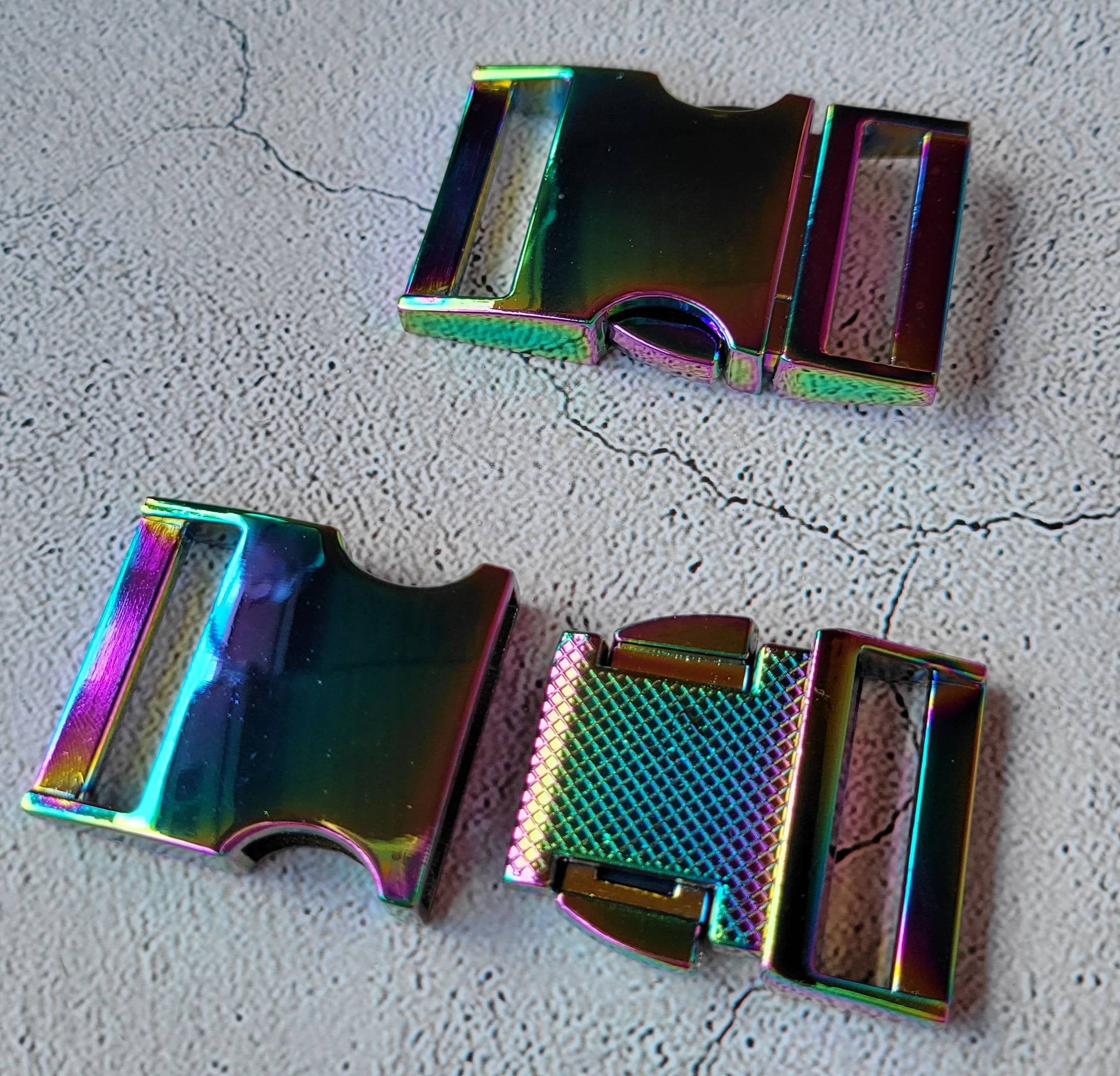 Metal Buckle, Iridescent/Rainbow